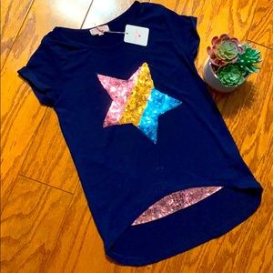 Sequined Star Poof Girl Tee |Small